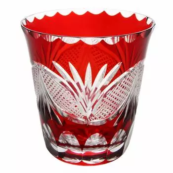 Edo Kiriko Shochu Glass with Boat-shaped Shippo (Red) TO-9