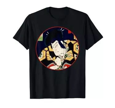 Edo Period Kabuki Japanese Woodblock Art Print T-Shirt чёрный