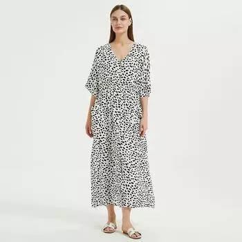 EDOLYNSA 2024, повседневное летнее платье с принтом в горошек, винтажное платье с v-образным вырезом и половиной рукава, платья больших размеров, женская пляжная одежда, купальный костюм, накидка One Size жёлтый