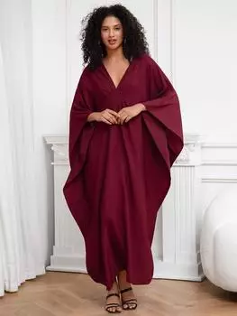 EDOLYNSA бордовый кафтан женское длинное платье pcaftan lus size платье Moo Moo пляжная одежда одежда для отдыха домашний халат Q1306 One Size коричневый