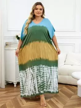 EDOLYNSA Повседневные платья-кафтаны для женщин 2024 года Платье в стиле бохо с принтом Свободная легкая куртка Купальный костюм Накидка для отпуска Пляжные накидки One Size разноцветный