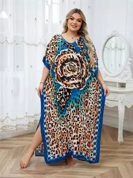 EDOLYNSA Хлопковое длинное пляжное платье, накидки для женщин, парео де пляж, купальник, пляжные саронги, купальники, кафтан, пляжная одежда Q1476 One Size коричневый