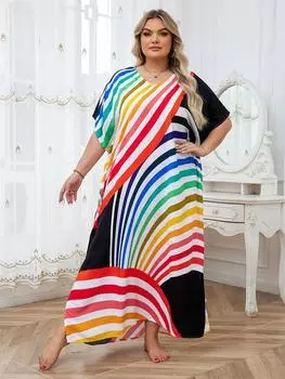 EDOLYNSA Хлопковое длинное пляжное платье, накидки для женщин, парео де пляж, купальник, пляжные саронги, купальники, кафтан, пляжная одежда Q1476 One Size разноцветный