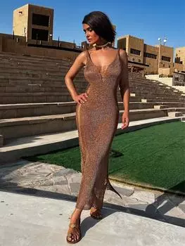 EDOLYNSA, однотонная вязаная туника, сексуальное облегающее длинное платье с бретельками по бокам, 2024, женская пляжная одежда для летних каникул, купальник, накидка A2833