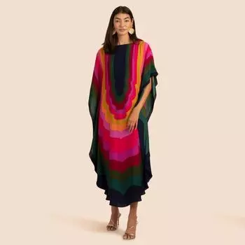 EDOLYNSA с принтом и рукавами «летучая мышь», кафтан больших размеров, уличная одежда макси 2023, радужное богемное платье, женская пляжная одежда, купальный костюм, накидка Q1435 One size оранжевый