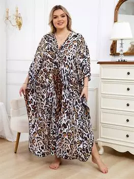 EDOLYNSA сексуальные полосатые накидки на бикини, повседневное летнее пляжное платье с v-образным вырезом и разрезом по бокам, женская пляжная одежда, купальный костюм, накидка Q1297 One Size коричневый