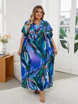 EDOLYNSA шикарный зеленый богемный кафтан, полноцветный праздничный непринужденный домашний халат, купальник, накидка, домашнее платье, одежда для отдыха, домашняя одежда Q831