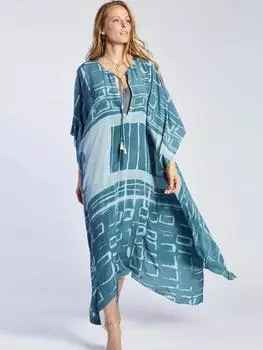 EDOLYNSA Зеленый круглый вырез кафтан плюс размер бикини накидки сексуальный рукав летучая мышь халат свободный летний пляж платье женская пляжная одежда Q1150 One Size синий