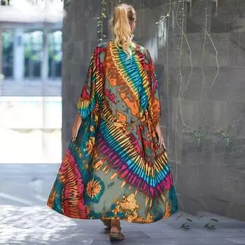 EDOLYNSA женские пляжные блузки больших размеров кимоно кардиган длинное бикини накидка купальный костюм летние наряды Q1451