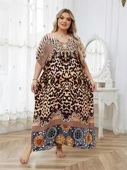 EDOLYNSA Женский кафтан в богемном длинном платье, большой размер, пляжный отдых, хит продаж, купальник, накидки, шикарный дышащий домашний халат One Size золотой