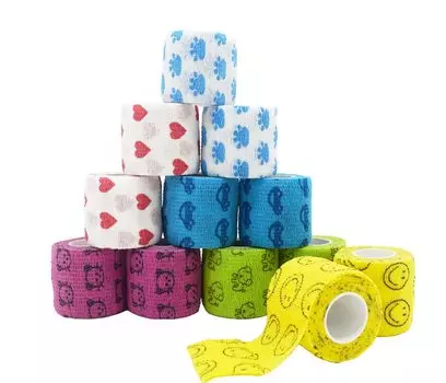 Edostree Pet Flex Adhesive Elastic Elastic 12 Piece Set Bandage, Self-Adhesive Bandage, Bandage, Bandage, Pet, Dog, Cat, Stretching, Waterproof,