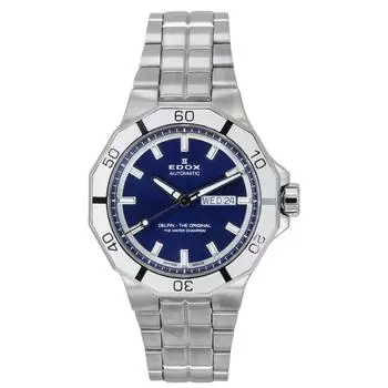 Edox Delfin The Original Day Date Blue Dial Автоматические дайверские часы 880083MBUIN 200M Мужские часы синий