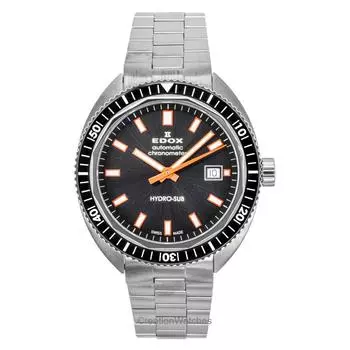 Edox Hydro-Sub Нержавеющая сталь Серый циферблат Автоматические Дайверские 801283NMGINO 300М Мужские часы серый