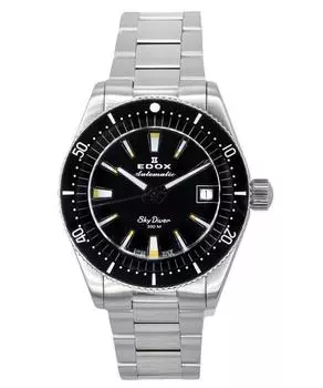 Edox Skydiver 38 Date из нержавеющей стали с черным циферблатом, автоматические дайверские часы 801313NMNIB 300M, швейцарские мужские часы