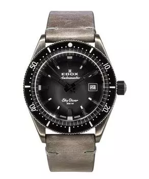 Edox Skydiver Limited Edition кожаный ремешок серый циферблат автоматические дайверские часы 80126 3VIN GDN 300M мужские серый