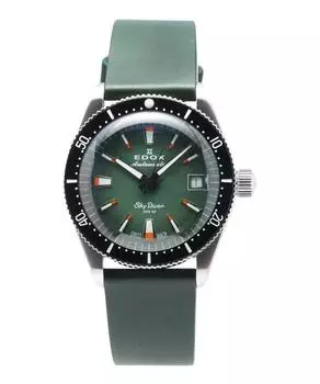 Edox Skydiver Special Edition Green Dial Automatic Diver s 801313NCVI 300M Мужские часы с дополнительным ремешком зелёный