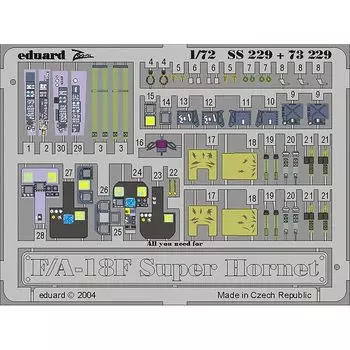 eduard 1/72 F/A-18F super hornet травленые детали (Для Хасэгавы) детали для пластиковых моделей EDU73229