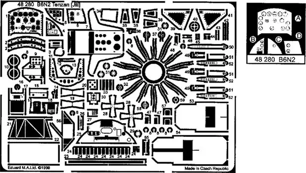 Eduard B6N2 Tenzan parts пластиковые детали модели EDU48280 1/48 фототравление (для Хасэгавы)