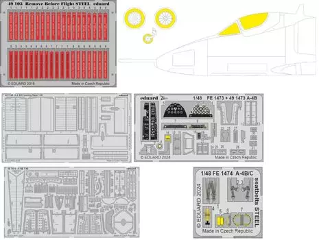 Eduard Big ED Set Big ED Parts Set Set of 5 types including inspection seat painted landing flap Plastic model parts EDU BIG49431 1/48 A-4B (for