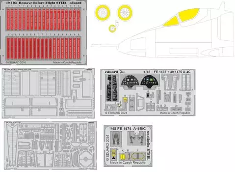 Eduard Big ED Set Big ED Parts Set Набор из 5 типов, включая окрашенное смотровое сиденье, посадочный щиток Пластиковые детали модели EDU BIG49432 1/48 A-4C (для