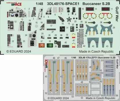 Eduard Space Buccaneer Interior 3D Parts Set Plastic Model Decal EDU3DL48176 1/48 S.2B Decal/Etching Gulf War (For Airfix)