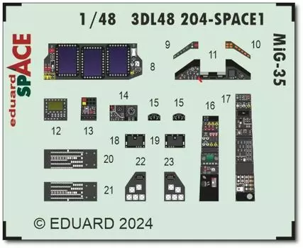Eduard Space Decal Interior 3D Decal Parts Set Hobby Plastic Model Decal EDU 3DL48204 1/48 MiG-35 с травлением (для Босса)