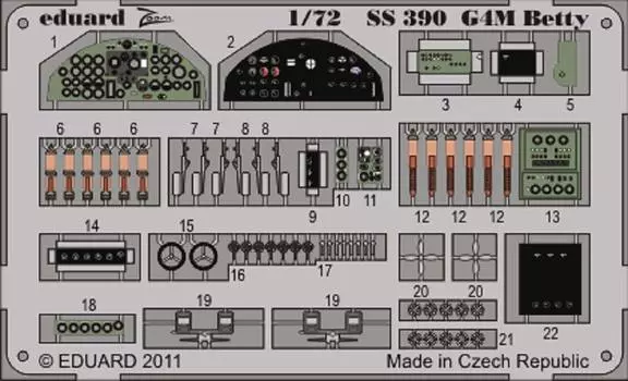 Eduard Zoom Series Complete Land Attack Aircraft Type 24 Parts Plastic Model Parts EDUSS390 1/72 Photo-Etched (For Hasegawa)