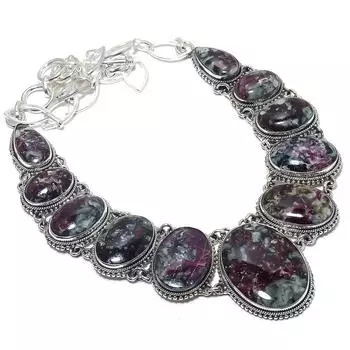 Ожерелье из серебра 925 пробы с драгоценными камнями эдулит ручной работы 18 дюймов JCN484-382