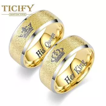 Ее король, его королева, титановое стальное кольцо для пары, модные ручные украшения 6