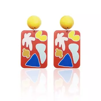 Ее лаборатория | Цветные акриловые серьги анаглифические серьги | серьги с художественной геометрией | Поделки Модные серьги Гипоаллергенные, легкие женские серьги