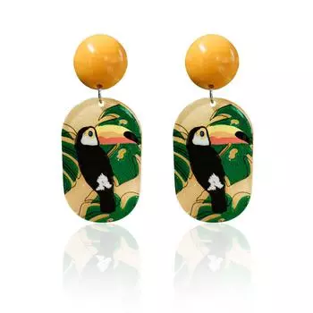 Ее лаборатория | Цветные акриловые серьги с изображением сороки и попугая, висячие серьги из смолы, богемные модные ювелирные серьги для женщин и девочек