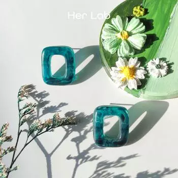 Ее лаборатория | Элегантные очаровательные полые акриловые квадратные ромашки, длинные геометрические серьги с цветочным принтом, модные ретро милые милые акриловые серьги