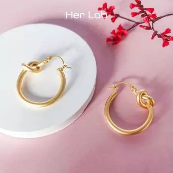 Ее лаборатория | Классические блестящие круглые серьги-кольца из желтого золота 14 карат, трубка 2 мм