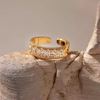 Ее лаборатория | Кольцо с полым цирконом, индивидуальное легкое роскошное ювелирное кольцо белый