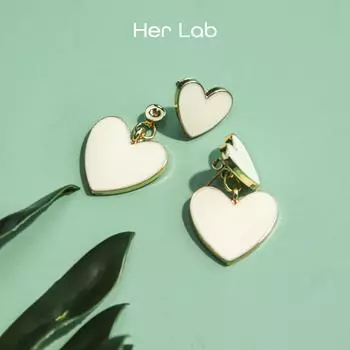 Ее лаборатория | Красочные металлические серьги-гвоздики ручной работы в форме сердца, милые женские серьги-гвоздики в корейском стиле, серебряные иглы 925 пробы, легкие гипоаллергенные