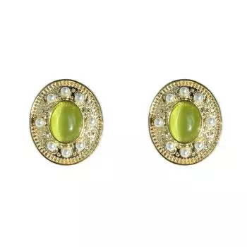 Ее лаборатория | Овальные серьги в викторианском стиле с кристаллами и цветочным камео