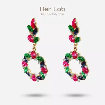 Ее лаборатория | Прямоугольные висячие серьги со стразами для женщин, массивные серьги с блестящими кристаллами и геометрическим узором