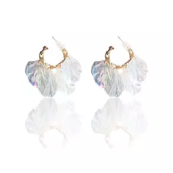 Ее лаборатория | Серьги-гвоздики с крыльями ангела и бриллиантовой огранкой, золотые серьги с жемчугом и кисточками для женщин, серьги с пластиковой иглой, имитация ракушки