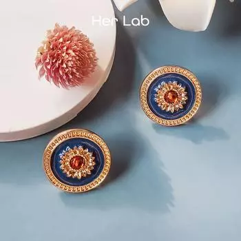 Ее лаборатория | Серьги-гвоздики с кубическим цирконием, 8 мм, круглая огранка, гипоаллергенные серьги со стразами