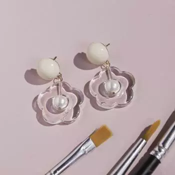 Ее лаборатория | Серьги-подвески из прозрачной смолы со сладким жемчугом