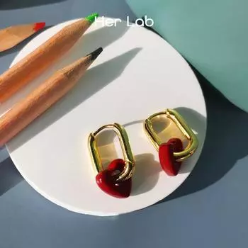 Ее лаборатория | Серьги с кисточками в форме красного сердца, милые серьги-капли с длинными кисточками из персикового бисера