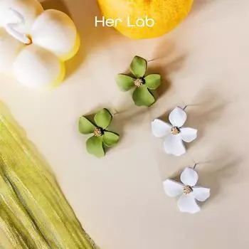 Ее лаборатория | Серьги с лепестками цветов, эффектные золотые центральные серьги для женщин, серьги-иглы из стерлингового серебра 925 пробы