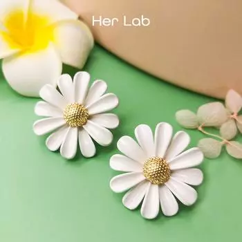 Ее лаборатория | Шикарные эффектные серьги-цветки с золотым бутоном цветка, модные металлические матовые серьги с большими цветками