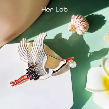 Ее лаборатория | Винтажные броши, ювелирные изделия, позолоченные броши в виде журавля с красной короной, булавки