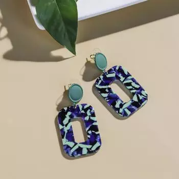 Ее лаборатория | Висячие серьги из акриловой смолы для женщин, эффектные серьги-кольца с цветочным черепаховым панцирем, овальные геометрические серьги-капли, модные украшения