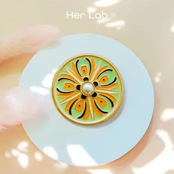 Ее лаборатория | Желтый цвет, цветок, белый жемчуг, броши для женщин, элегантная роскошная модная брошь, эмалированная булавка