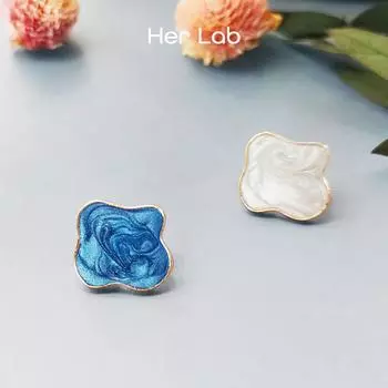 Ее лаборатория | Женские серьги-гвоздики из смолы, модные серьги-гвоздики с гипоаллергенной геометрией и блестящими кристаллами Drusy для девочек