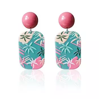 Ее лаборатория | Женские висячие серьги из акриловой смолы цвета кленового листа с фламинго