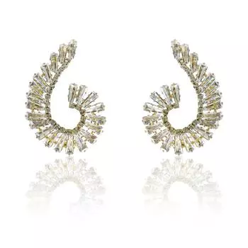 Ее лаборатория | Золотые свадебные серьги с CZ, Свадебные серьги с CZ, Золотые свадебные серьги с CZ, Золотые серьги для невесты