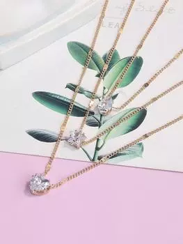 Ее лабораторные украшения | Элегантные сложенные ожерелья, красивые ювелирные подвески, цепочки на ключицы с бриллиантами, подарочная упаковка. золотой